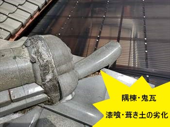 下り棟　鬼瓦　ズレ